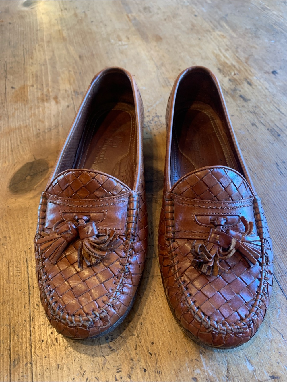 Allen Edmonds Brown Woven Leather Tassel Loafers